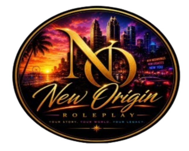 New Origin RP emblem, showing a city and sunset